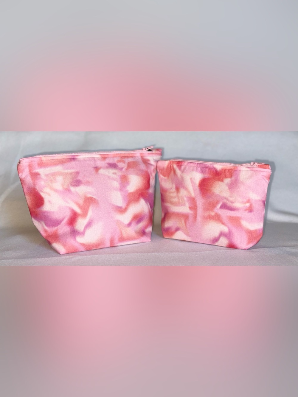 Pink Tie-Dye Cosmetic Bag Set